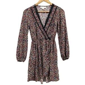 Band of Gypsies Floral Boho Mini Dress Multicolor Long Sleeve S Cottagecore